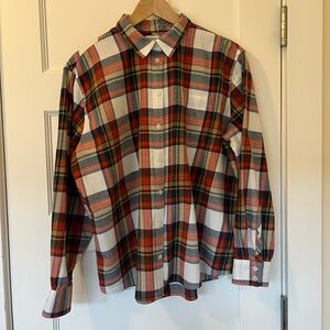 J.Crew Women’s Plaid Button-Down Shirt | Large | Classic Flannel Style